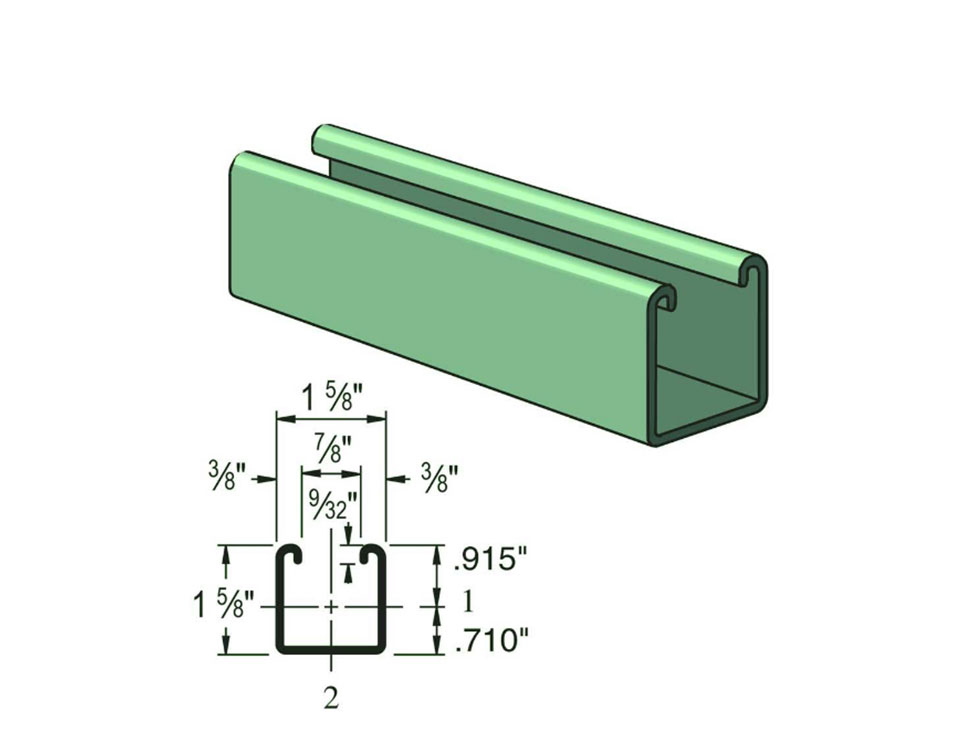 P1000 CHANNEL FRAMING 1-5/8 IN X 1-5/8 IN X 10 FT 2 P1000 CHANNEL FRAMING 1-5/8 IN X 1-5/8 IN X 10 FT