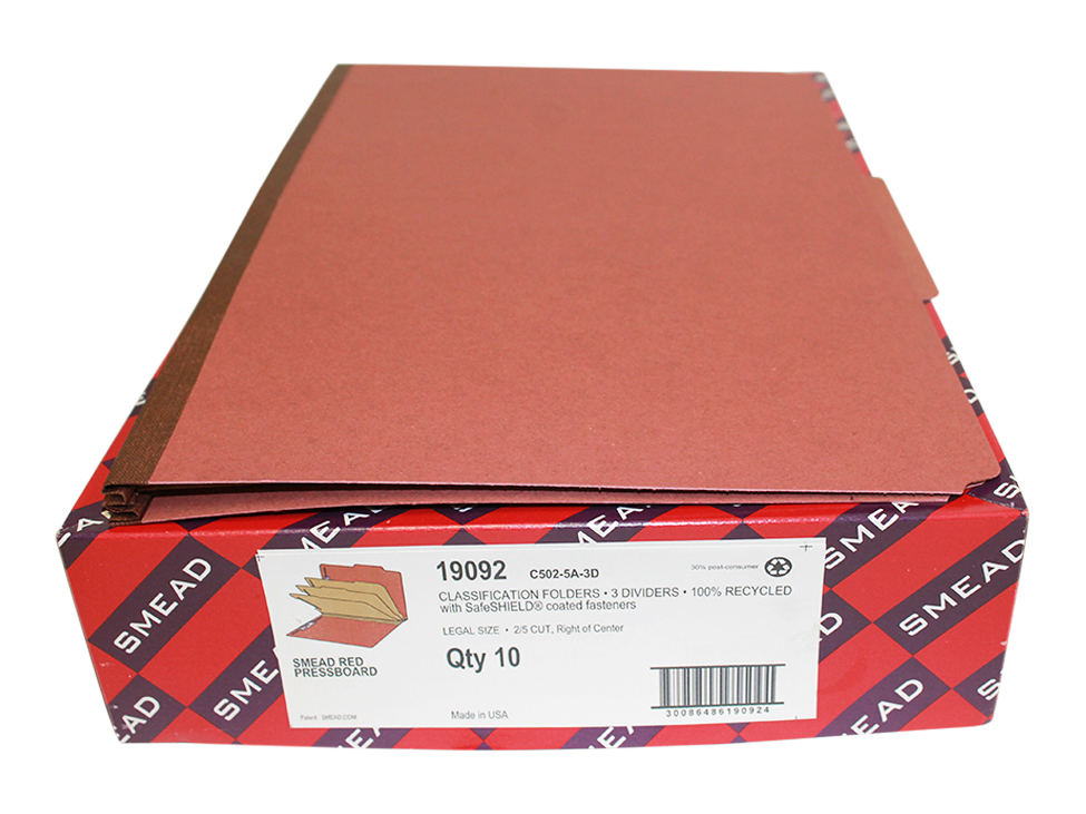 C502-5A-3D 2/5-Cut Red Classification Folders 3 In Expansion, Box of 10 1 C502-5A-3D 2/5-Cut Red Classification Folders 3 In Expansion, Box of 10
