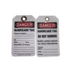 CT63CONBAR Construction Barricade Tag - Black on Red