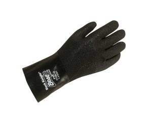 7712R-L/10 12 In Chemical Resistant Gloves, Black, Rough Finish, PVC - LG