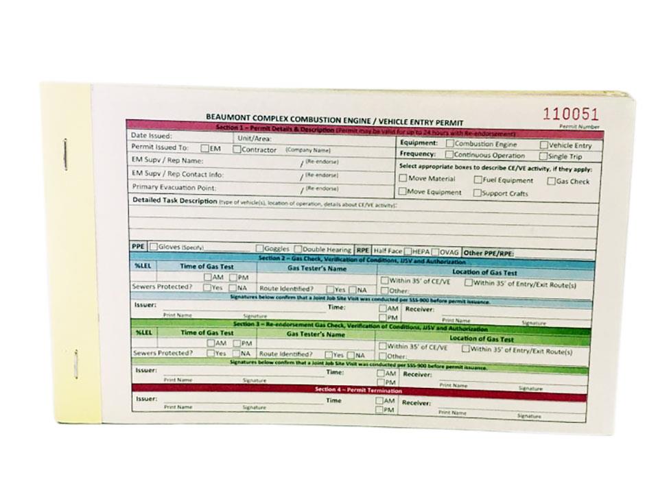 Combustion Engine/Vehicle Entry Permits - 50 Per Book 1 Combustion Engine/Vehicle Entry Permits - 50 Per Book