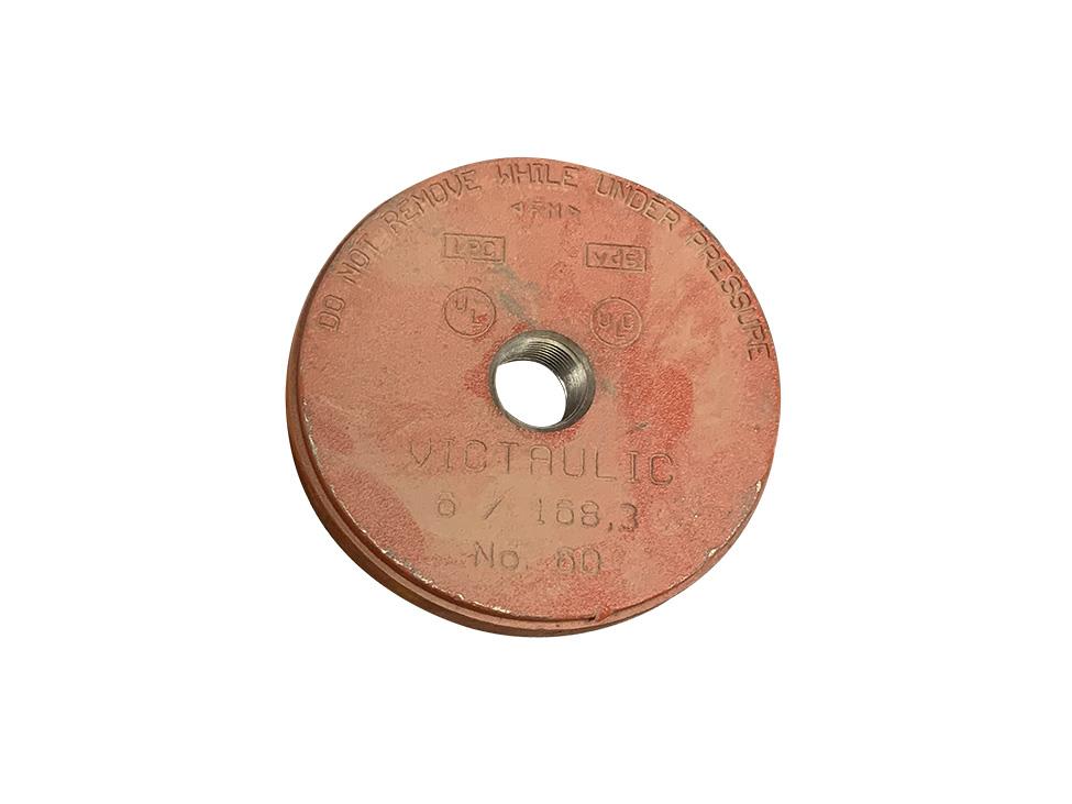 No No. 60 6 In x 1 In Off-Centered Tapped Cap Orange Ductile Iron