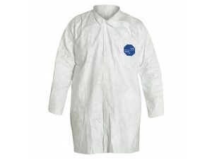 TY210SWHXL003000 Tyvek Disposable Collared Snap Front Lab Coat w/Storm flap & Serged Seams - XL