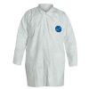 TY210SWHLG003000 Tyvek Disposable Collared Snap Front Lab Coat w/Storm flap & Serged Seams - LG